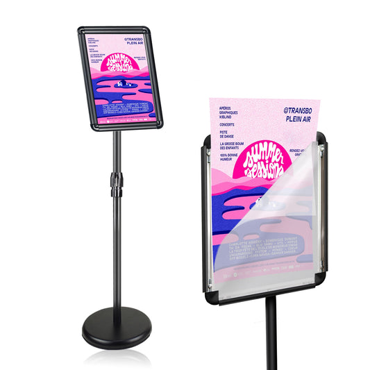 BURFERLY Sign Stands for Display, Adjustable Sign Holder, 8.5 x 11 Inches Snap Open Sign Frame, Vertical & Horizontal View Displayed